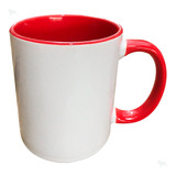 Caneca Branca 325ml Importada Interior E Alça Vermelha - 4un