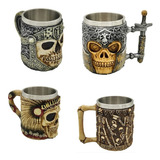 Caneca Caveira Viking Aço Inox Varios Modelos Chopp Medieval