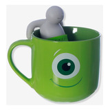 Caneca Cerâmica 350ml Com Infusor De Chá Monstros Sa Disney