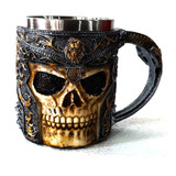 Caneca Chopp Medieval Inox Resina Cranio Caveira Cerveja Bar