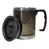 Caneca Copo Térmico Em Inox Com Alça E Tampa Removível 450ml Cor Preto