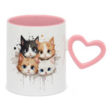 Caneca Coracao Gatinhos Quatro Cabecas