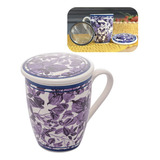 Caneca De Cerâmica P/chá Tampa E Infusor Super White 310 Ml