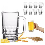 Caneca De Chopp Cerveja De Vidro 300ml Resistente 8 Peças