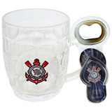 Caneca De Vidro 280ml Com Abridor Chinelo Corinthians