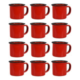 Caneca Esmaltada Retro Antiga Vermelha 150ml