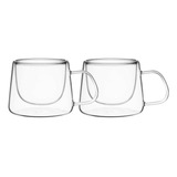 Caneca Grande Parede Dupla Vidro 200 Ml Café Chá Xícara Mesa
