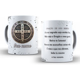 Caneca Medalha De São Bento Personalizada Com Nome Oração