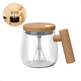 Caneca Mixer De Vidro 400ml Automática Com Tampa Café Chá