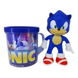 Caneca Personalizada 350m + Boneco Sonic 15cm Sega Coleção