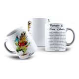 Caneca Porcelana Pássaros Kea Papagaio Nova Zelândia 325ml