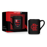 Caneca Porcelana Quadrada 220ml Times Futebol Flamengo Crf Brasfoot Preto