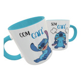 Caneca Porcelana Stitch Lilo Disney Com Café Sem Café