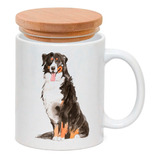 Caneca Porcelana Tampa Cachorro Bernese Mountain