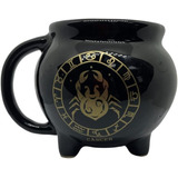 Caneca Preta Caldeirão Signo Câncer 3d Cerâmica 500ml