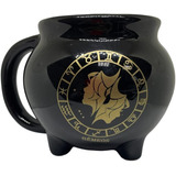 Caneca Preta Caldeirão Signo Gêmeos 3d Cerâmica 500ml