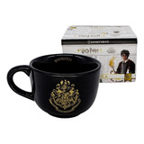 Caneca Preta Harry Potter Hogwarts Cumbuca 500ml Porcelana
