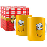 Caneca Snoopy Charlie Brown 325ml Porcelana + Caixa Brinde