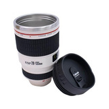 Caneca Térmica Lente Câmera Fotográfica Tampa 450ml - Branca