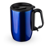 Caneca Térmica Parede Dupla Em Aço Inox E Tampa 350ml Cor Azul Liso