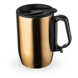 Caneca Térmica Parede Dupla Em Aço Inox E Tampa 350ml Cor Marrom Liso