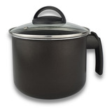 Caneco Fervedor 16 Cm Com Tampa De Vidro Antiaderente Preto