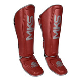 Caneleira Muay Thai E Kickboxing Mks Energy V2 Metalic Red