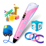 Caneta 3d Impressora Profissional Infantil C/ Filamentos Top Cor Rosa