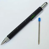 Caneta 6x1 Em Metal C/ Touch ,nivel ,regua ,chaves + 1 Refil