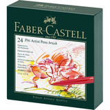 Caneta Artística Pitt 24 Cores Pincel Nanquim Faber Castell