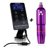 Caneta Aston Pen Folon Preta + Fonte Digital Ma1 Tatto