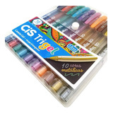 Caneta Cis Trigel Cores Metálicas - Kit Com 10 Cores
