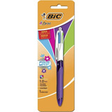 Caneta Esferográfica Retrátil Grip 4 Cores Fashion Bic Cor Da Tinta Colorido Cor Do Exterior Roxo/branco