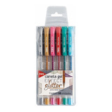 Caneta Gel Effect Glitter - 6 Cores Sortidas