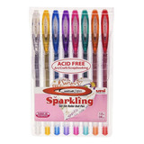 Caneta Gel Uni-ball Signo Sparkling Estojo 8 Cores Glitter