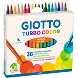 Caneta Hidrocor Canetinha 36 Cores Giotto Turbo Color 