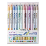 Caneta Marcador Magic Color C/ 12 Cores Ponta Dupla Novidade