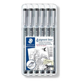 Caneta Nankin Pigment Liner Staedtler Com 6 Peças 308 Sb6p