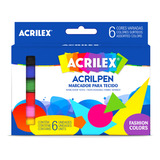 Caneta Para Tecido Artteen Acrilpen Com 6 Cores - Acrilex