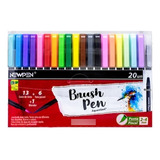 Caneta Pincel Brush Pen Blender 20 Cores Newpen Bt 1 Un