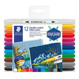 Caneta Ponta Dupla P/ Tecido 12 Cores Staedtler