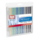 Caneta Sketch Brush Duas Pontas Vibes Oceano - Tris
