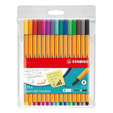 Caneta Stabilo 15 Cores Point 88 0,4mm Ponta Fina