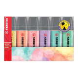Caneta Stabilo Marca Texto Boss Pastel Kit Com 6 Cores