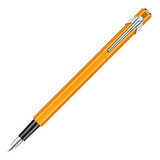 Caneta Tinteiro Caran D'ache 849 Luxo Pena M Laranja Fluo Cor Da Tinta Azul