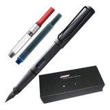 Caneta Tinteiro Lamy Safari Charcoal F Pena Fina + Conversor