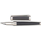 Caneta Tinteiro Pena- S.t Dupont - 400700 - Carbon Fiber Cor Da Tinta Preta Cor Do Exterior Preto E Prateado