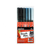 Canetas Brush Pen Tons De Cinza Com 6 Peças Lettering Newpen
