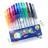Canetas Gel 12 Cores Com Brilho Não Toxica Material Escolar