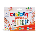 Canetinha Hidrocor Com Carimbo Carioca 12 Cores Ponta Conica